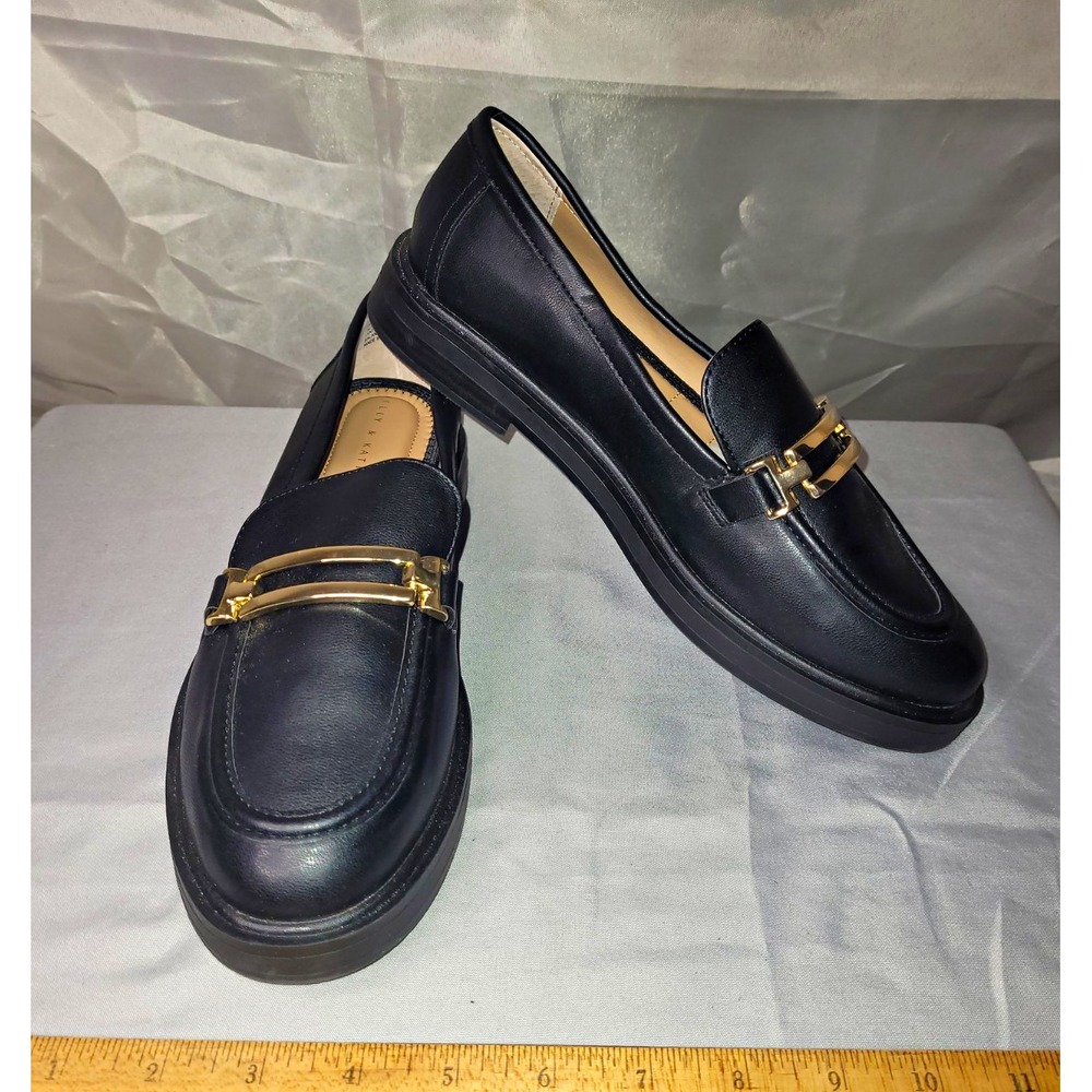 Kelly & Katie Women's Black Synthetic Slip-On Loafer Flats Round Toe 9M